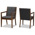 Baxton Studio Theresa Grey Upholstered and Walnut Wood 2-PC Living Room Chair Set 164-10482